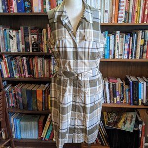 Talbots Cotton Sleeveless Plaid Dress Size 16